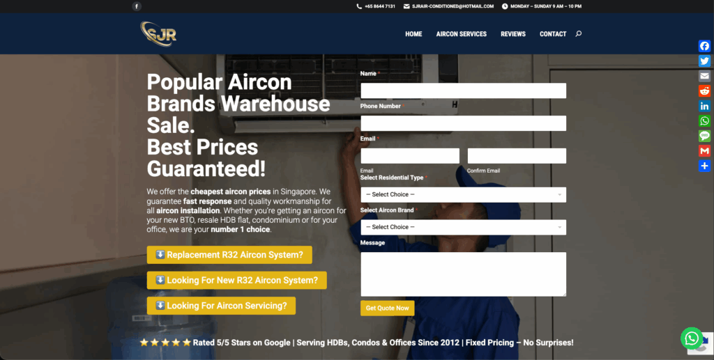 Top 50 Best Aircon Repair In Singapore (2026) 1 Sjr Aircon - Best Aircon Repair Company In Singapore | Best Aircon Repair In Singapore | Best Aircon Cleaning In Singapore